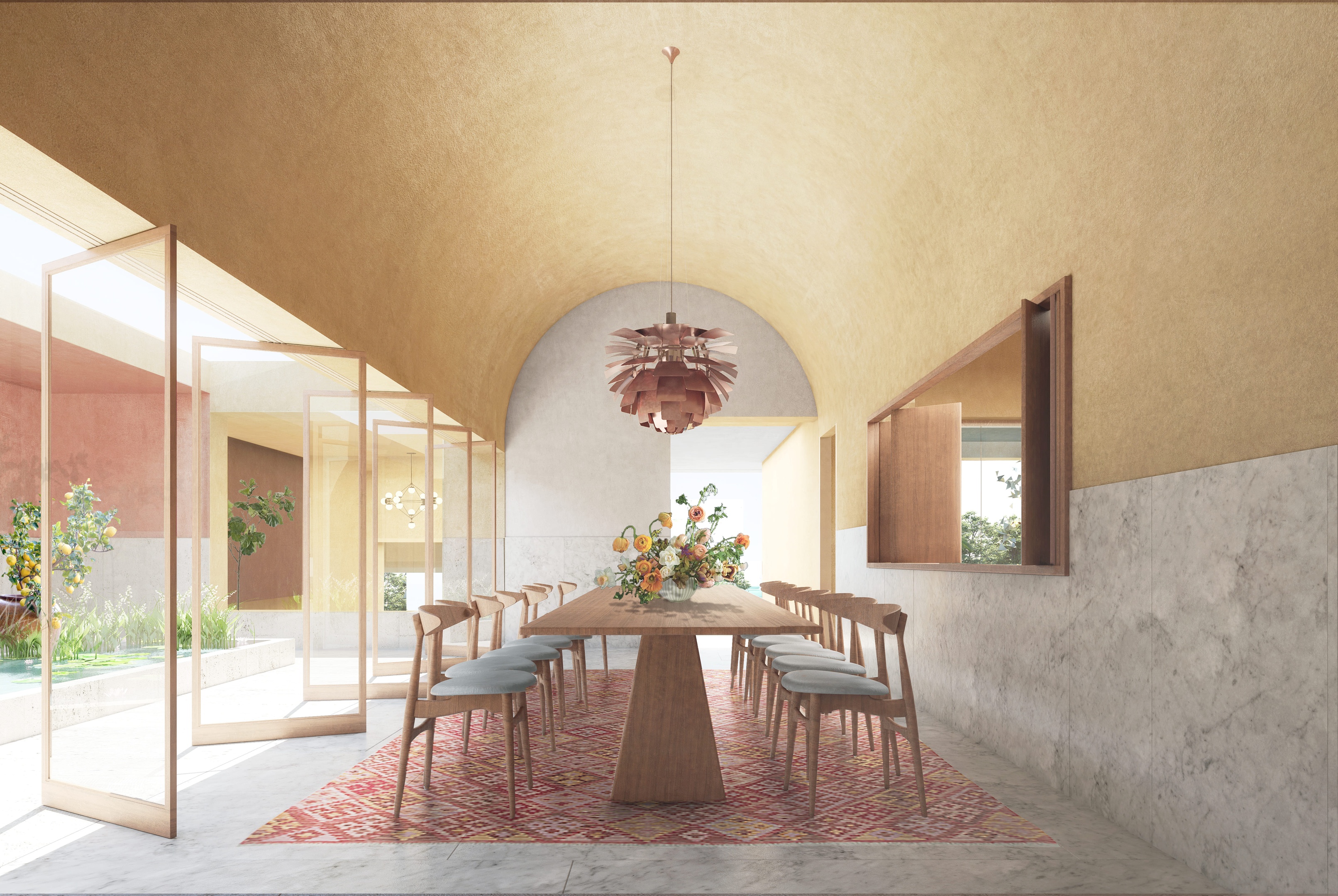 Villa Sierra Blanca, Marbella Spain, Dining room, inner Courtyard